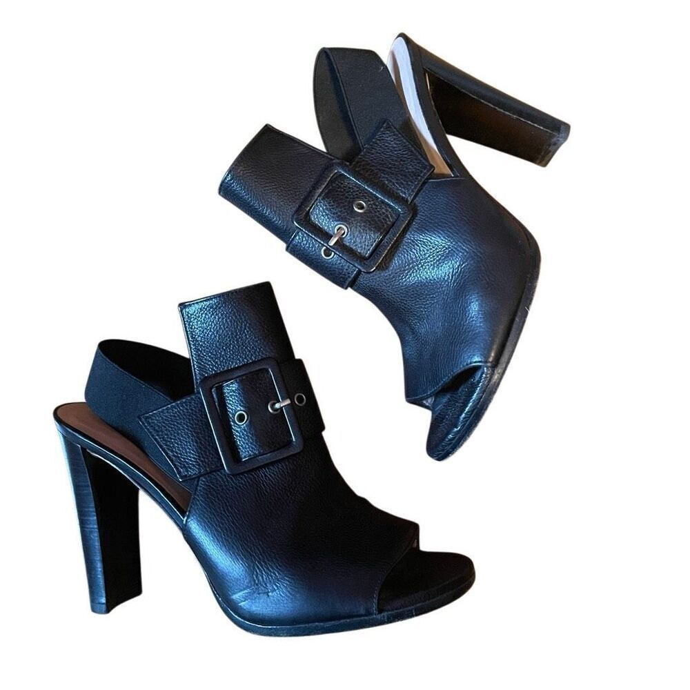 STUART WEITZMAN | sunbelt black leather open toe slingback bootie 7.5